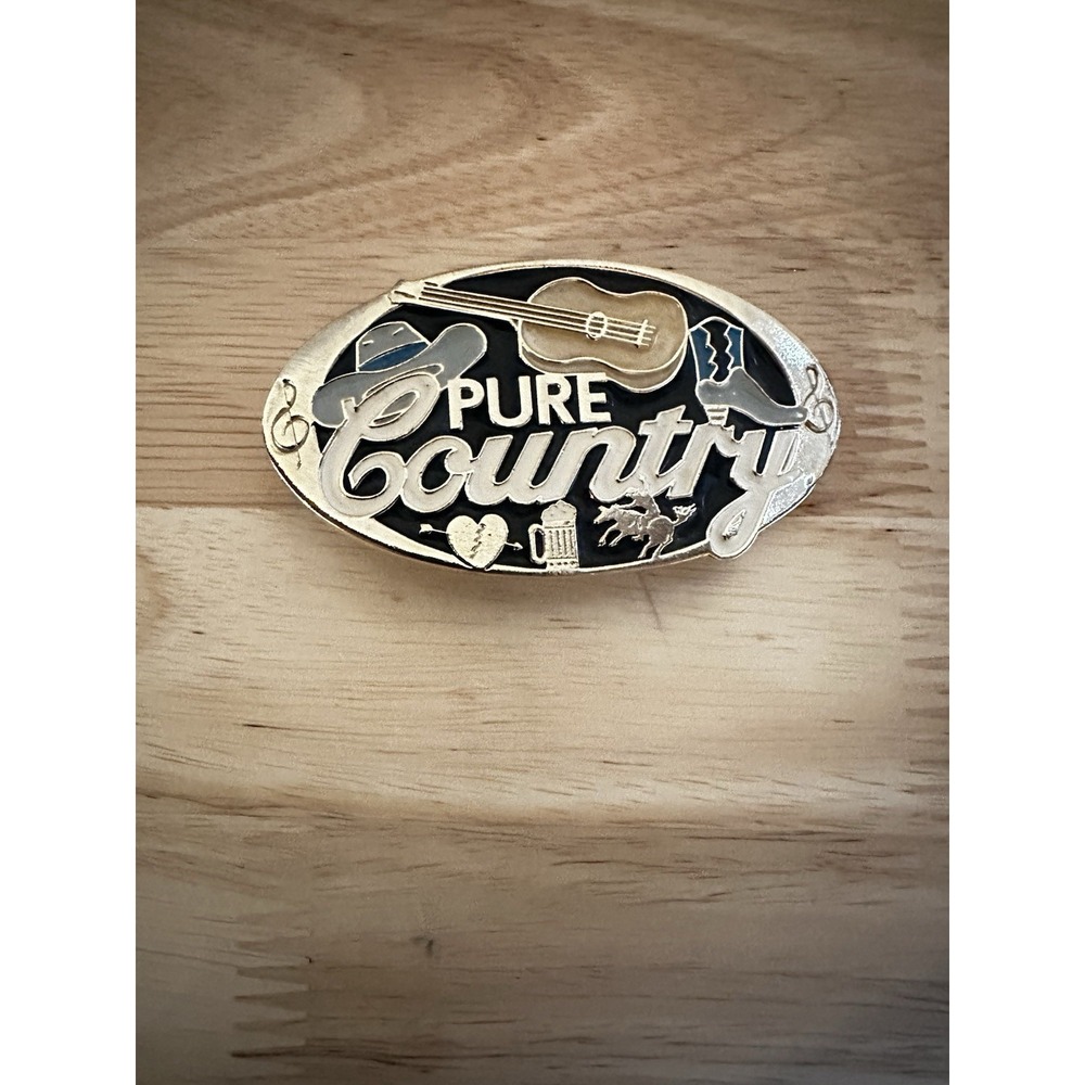 VTG pure country Belt Buckle Music Horses Beer Love Made In USA #0320
